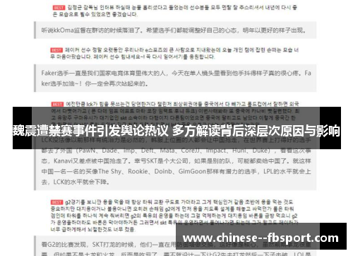 魏震遭禁赛事件引发舆论热议 多方解读背后深层次原因与影响